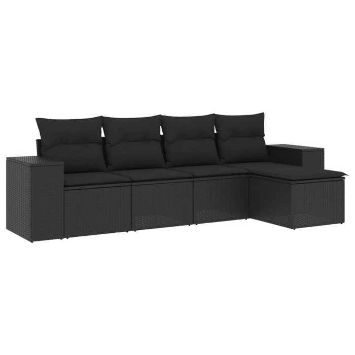 Set Divani da Giardino 5 pz con Cuscini in Polyrattan Nero 3222484