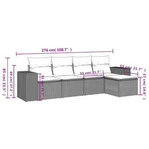 Set Divano da Giardino 5 pz con Cuscini Beige in Polyrattan 3222487