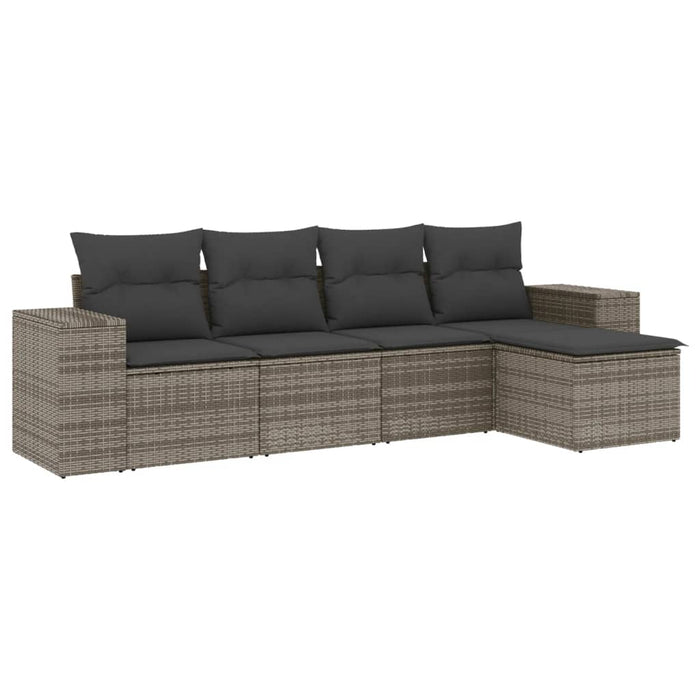 Set Divano da Giardino 5 pz con Cuscini Grigio in Polyrattancod mxl 88753