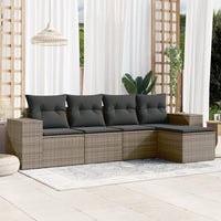 Set Divano da Giardino 5 pz con Cuscini Grigio in Polyrattancod mxl 88753