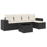 Set Divano da Giardino 6 pz con Cuscini Nero in Polyrattan 3222495