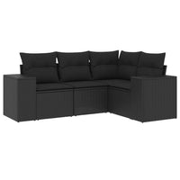 Set Divani da Giardino 4 pz con Cuscini Nero in Polyrattancod mxl 114215