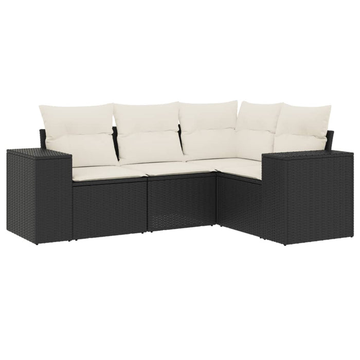 Set Divani da Giardino 4 pz con Cuscini Nero in Polyrattan 3222505