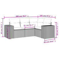 Set Divani da Giardino 4 pz con Cuscini Nero in Polyrattan 3222505