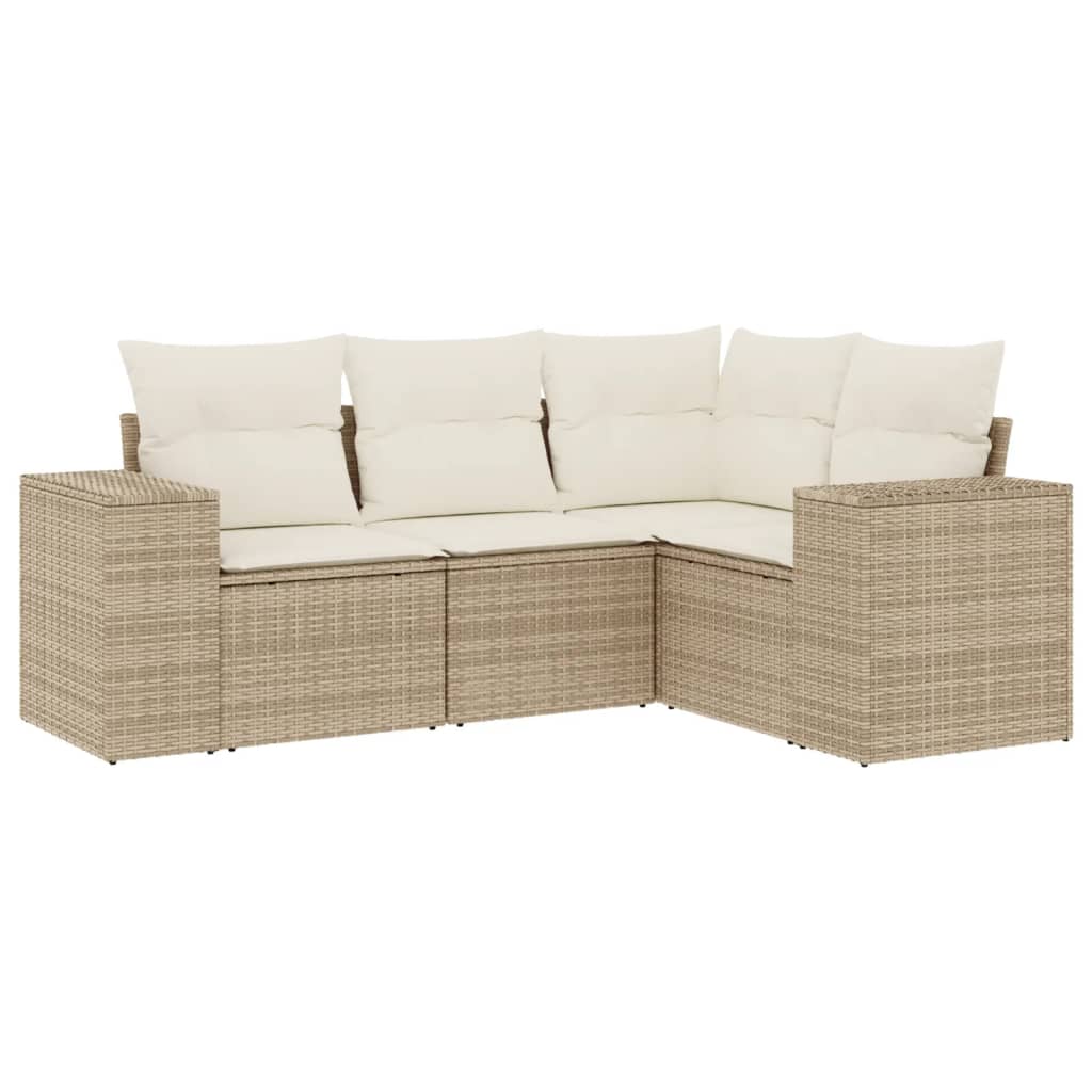 Set Divano da Giardino 4 pz con Cuscini Beige in Polyrattancod mxl 90131