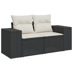 Set Divani da Giardino 5 pz con Cuscini in Polyrattan Nero 3222515