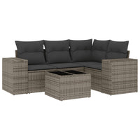 Set Divano da Giardino 5 pz con Cuscini Grigio in Polyrattan 3222519