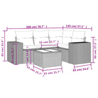 Set Divano da Giardino 5 pz con Cuscini Grigio in Polyrattan 3222519