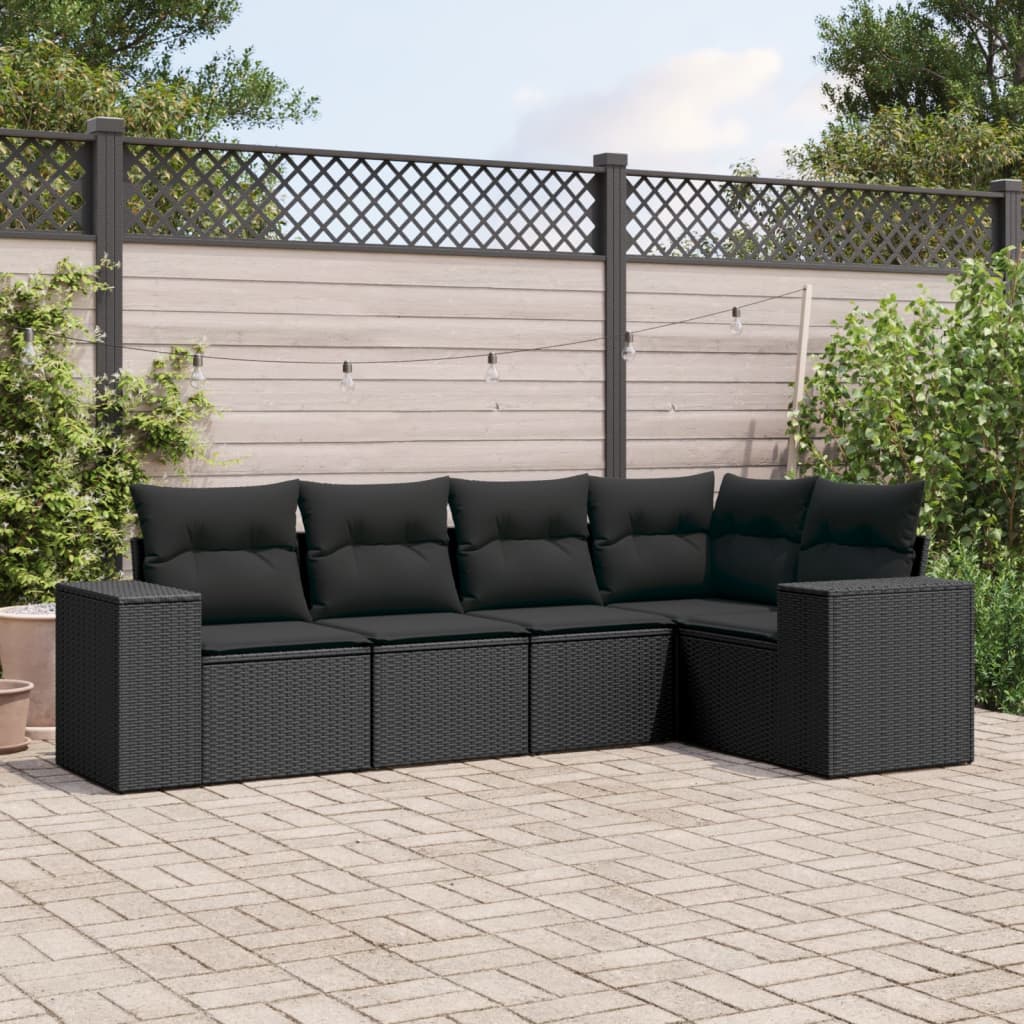 Set Divani da Giardino 5 pz con Cuscini in Polyrattan Nerocod mxl 90354