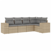 Set Divano da Giardino 5 pz con Cuscini Beige in Polyrattan 3222528