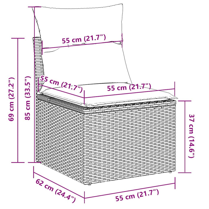 Set Divano da Giardino 5pz con Cuscini Grigio Chiaro Polyrattan 3222531