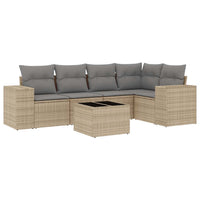 Set Divano da Giardino 6 pz con Cuscini Beige in Polyrattancod mxl 116708