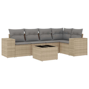 Set Divano da Giardino 6 pz con Cuscini Beige in Polyrattancod mxl 116708