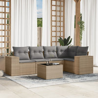 Set Divano da Giardino 6 pz con Cuscini Beige in Polyrattancod mxl 116708