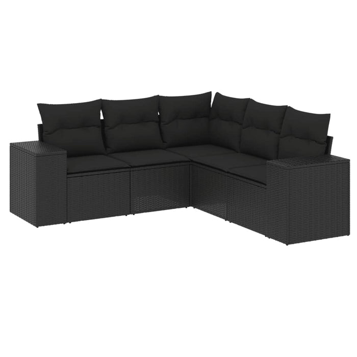 Set Divani da Giardino 5 pz con Cuscini in Polyrattan Nero 3222544