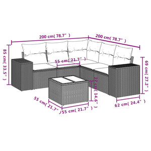 Set Divano da Giardino 6 pz con Cuscini Beige in Polyrattan 3222557