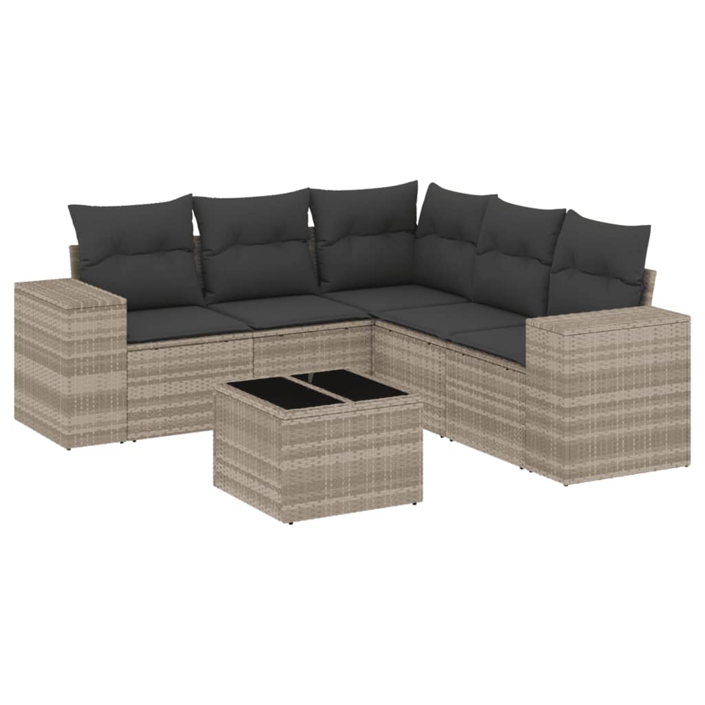 Set Divano da Giardino 6pz con Cuscini Grigio Chiaro Polyrattan 3222561