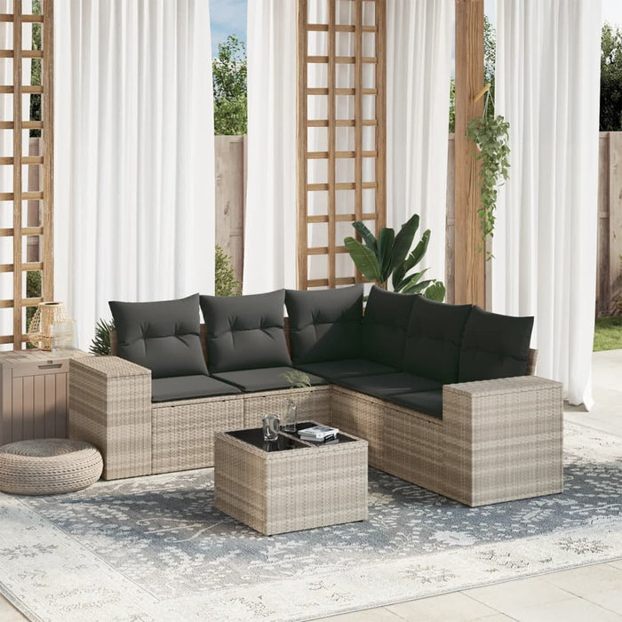 Set Divano da Giardino 6pz con Cuscini Grigio Chiaro Polyrattan 3222561