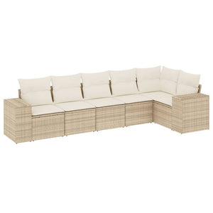 Set Divano da Giardino 6 pz con Cuscini Beige in Polyrattancod mxl 88431