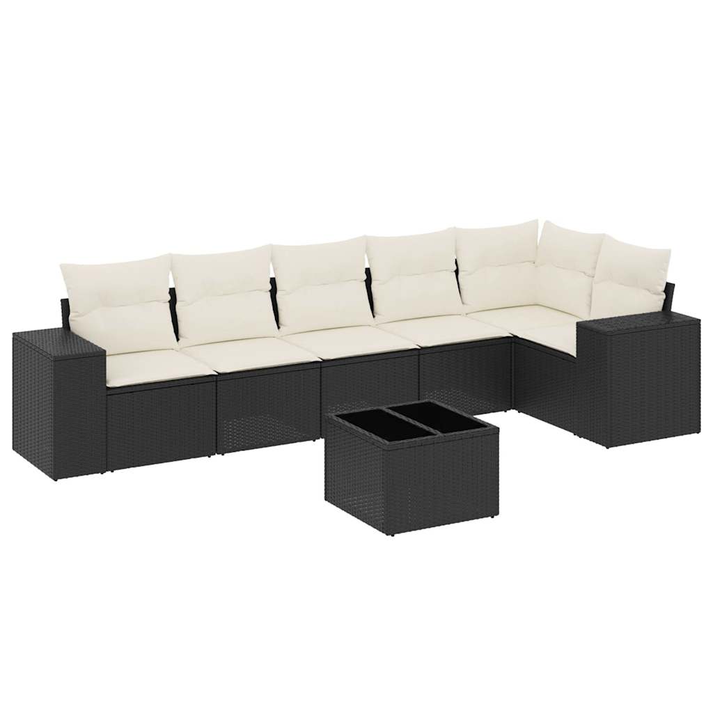 Set Divani da Giardino con Cuscini 7pz Nero Polyrattan 3222595