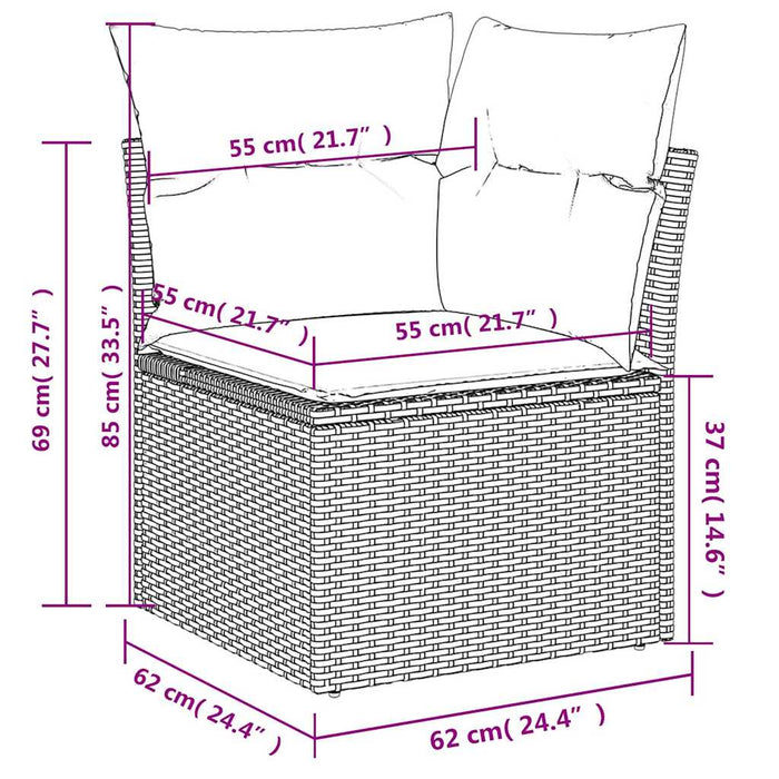 Set Divani da Giardino con Cuscini 7pz Nero Polyrattan 3222595