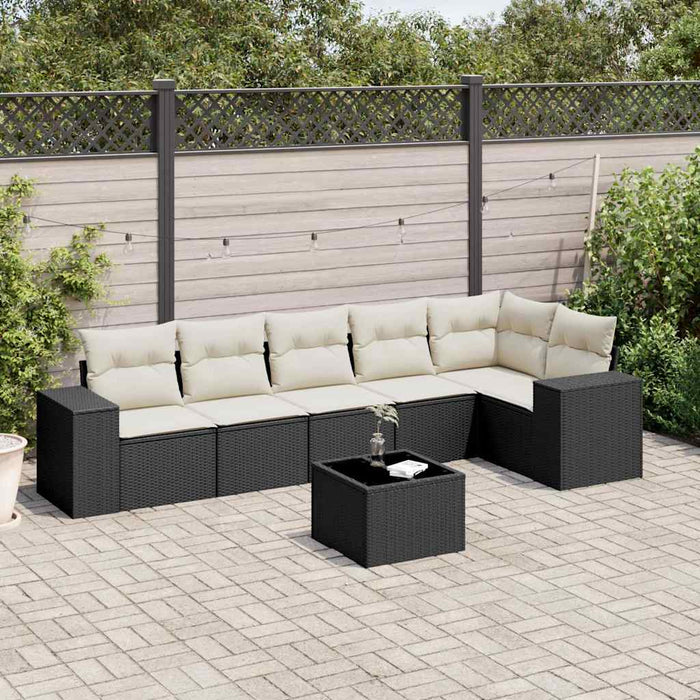 Set Divani da Giardino con Cuscini 7pz Nero Polyrattan 3222595