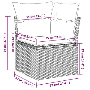 Set Divani da Giardino 7 pz con Cuscini Beige in Polyrattan 3222598