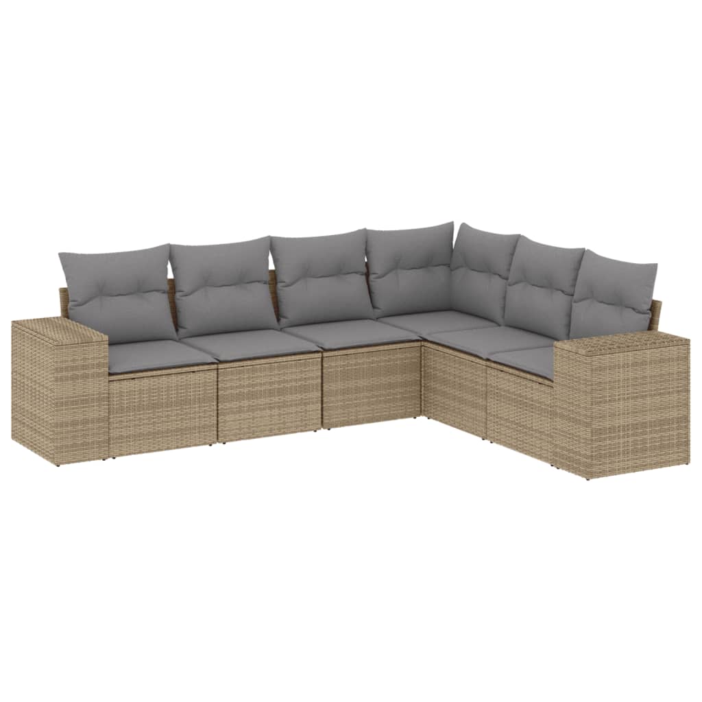 Set Divano da Giardino 6 pz con Cuscini Beige in Polyrattan 3222608