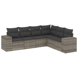 Set Divano da Giardino 6pz con Cuscini Grigio Chiaro Polyrattan 3222611