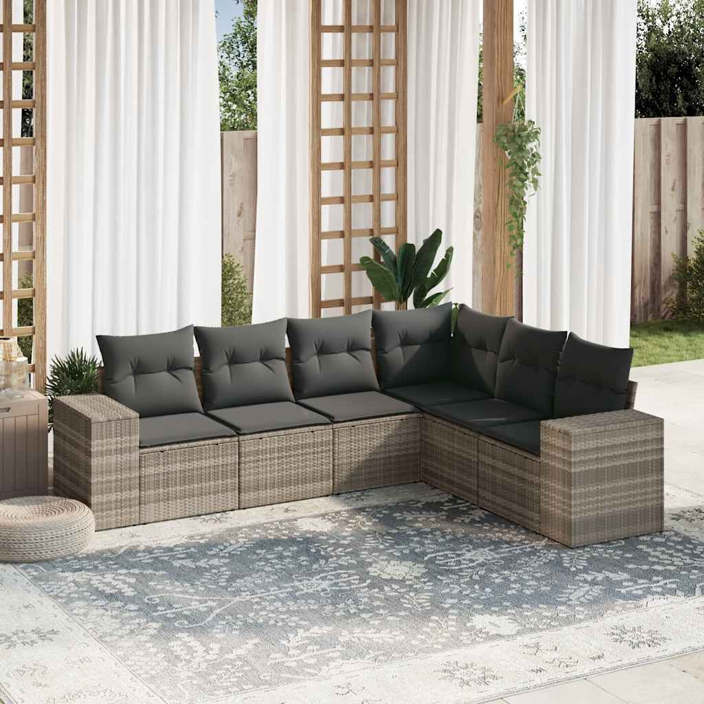 Set Divano da Giardino 6pz con Cuscini Grigio Chiaro Polyrattan 3222611