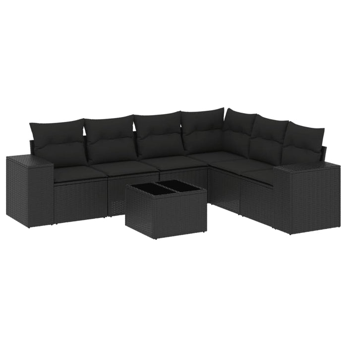 Set Divani da Giardino con Cuscini 7pz Nero Polyrattancod mxl 112449