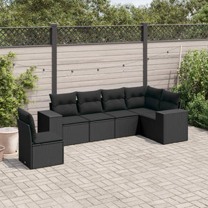 Set Divano da Giardino 6 pz con Cuscini Nero in Polyrattan 3222624