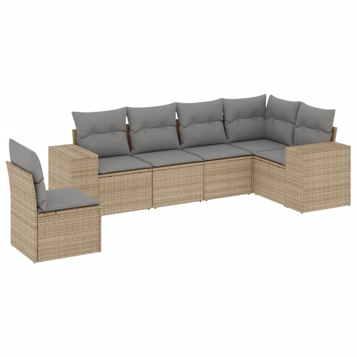 Set Divano da Giardino 6 pz con Cuscini Beige in Polyrattan 3222628