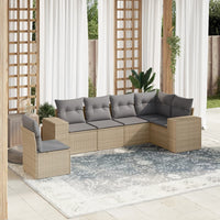 Set Divano da Giardino 6 pz con Cuscini Beige in Polyrattan 3222628