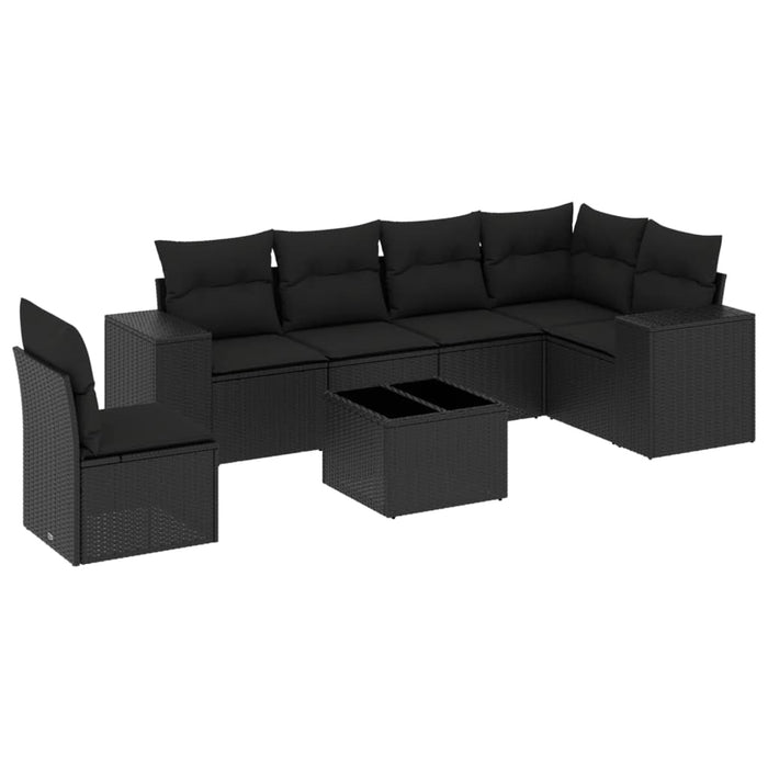 Set Divani da Giardino con Cuscini 7pz Nero Polyrattan 3222634