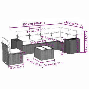 Set Divani da Giardino con Cuscini 7pz Nero Polyrattan 3222634