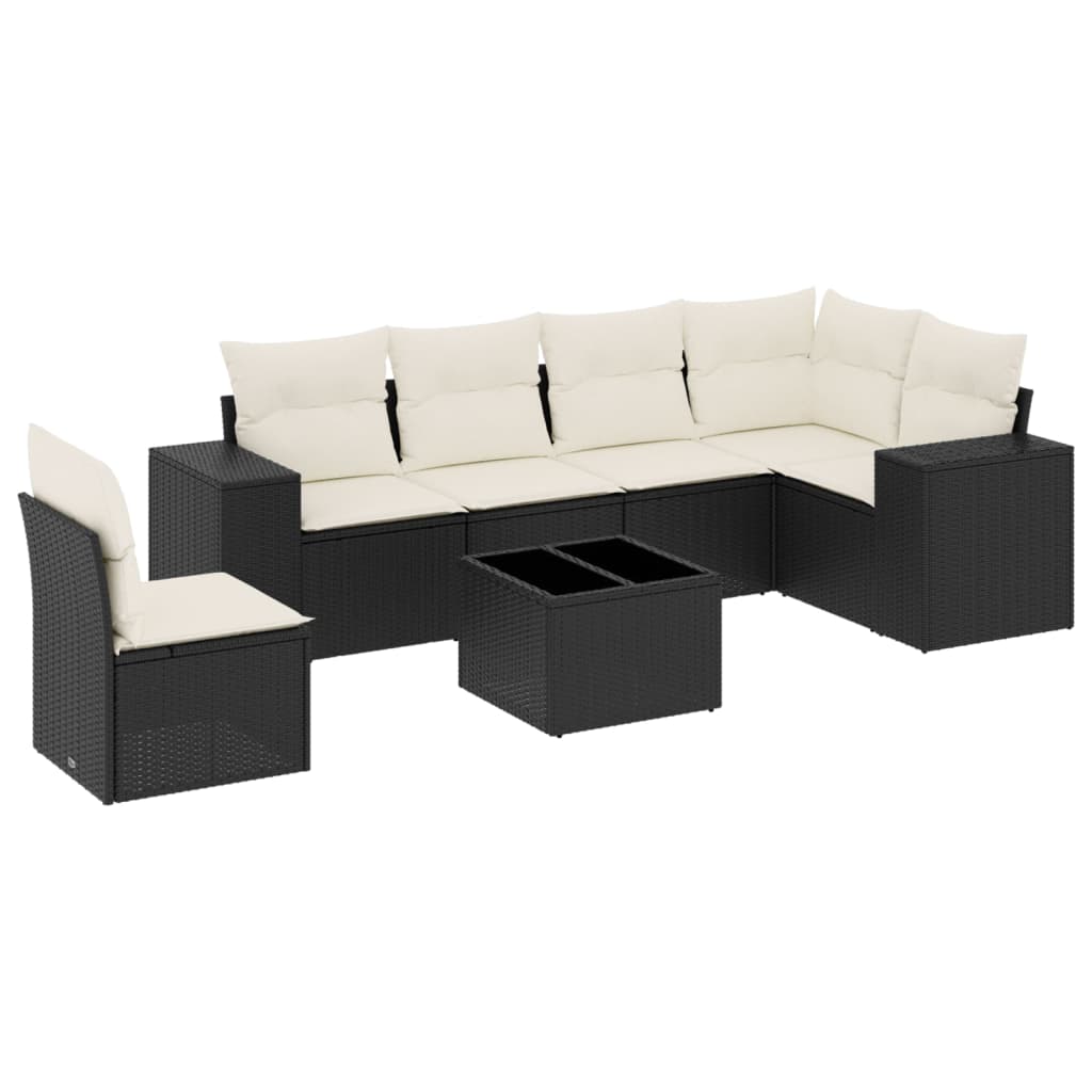 Set Divani da Giardino con Cuscini 7pz Nero Polyrattan 3222635