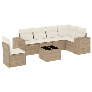 Set Divani da Giardino 7 pz con Cuscini Beige in Polyrattancod mxl 114237