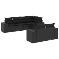 Set Divani da Giardino con Cuscini 7pz Nero Polyrattan 3222804