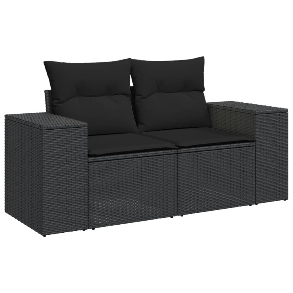 Set Divani da Giardino con Cuscini 8 pz Nero in Polyrattan 3222814