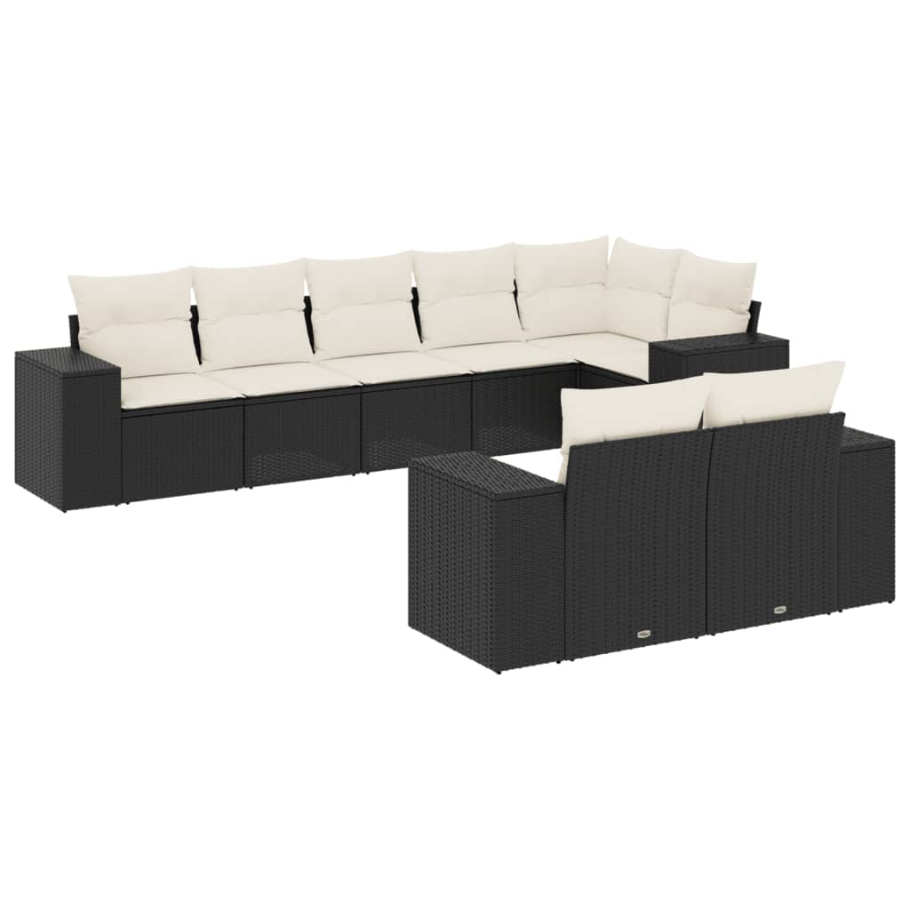 Set Divani da Giardino con Cuscini 8 pz Nero in Polyrattancod mxl 114344