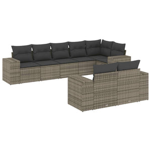 Set Divano da Giardino 8 pz con Cuscini Grigio in Polyrattan 3222819