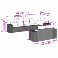 Set Divano da Giardino 8 pz con Cuscini Grigio in Polyrattan 3222819