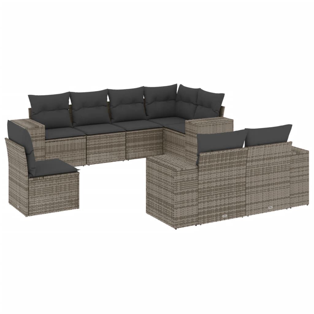 Set Divano da Giardino 8 pz con Cuscini Grigio in Polyrattan 3222839