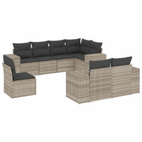 Set Divano da Giardino 8pz con Cuscini Grigio Chiaro Polyrattan 3222841