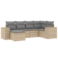 Set Divano da Giardino 6 pz con Cuscini Beige in Polyrattan 3222858