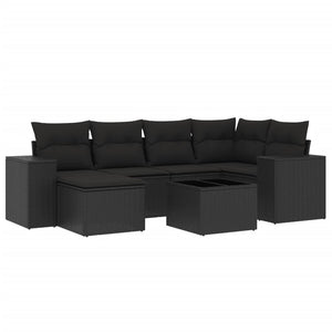 Set Divani da Giardino con Cuscini 7pz Nero Polyrattan 3222864