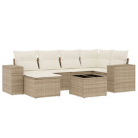 Set Divani da Giardino 7 pz con Cuscini Beige in Polyrattan 3222867