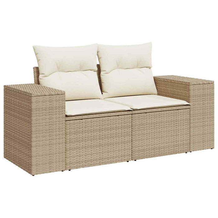 Set Divani da Giardino 7 pz con Cuscini Beige in Polyrattan 3222867