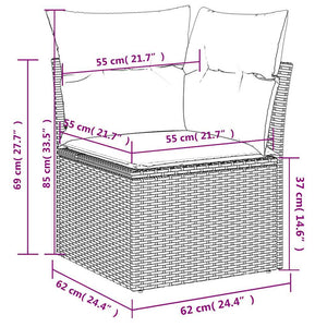 Set Divani da Giardino 7 pz con Cuscini Beige in Polyrattan 3222867